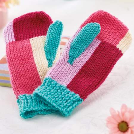 Colour Block Mittens Knitting Pattern