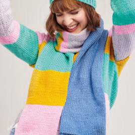 Learnalong Part One: Striped Colourblock Scarf Knitting Pattern