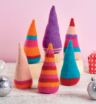 Striped Christmas Tree Decorations Knitting Pattern Knitting Pattern