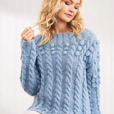 Cosy Cable and Bobble Jumper Knitting Pattern