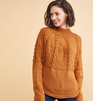 Curved Yoke Cable Sweater Knitting Pattern Knitting Pattern