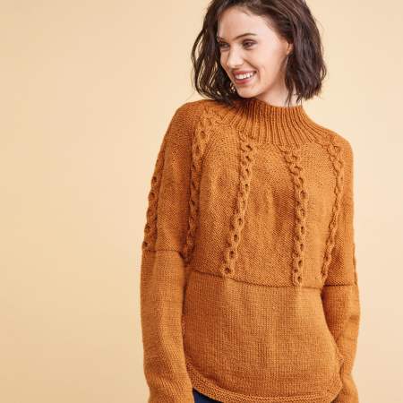Curved Yoke Cable Sweater Knitting Pattern