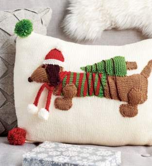 Christmas Dachshund Cushion Cover Pattern Knitting Pattern