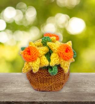 Daffodil Flowerpot Chocolate Orange Cover Knitting Pattern Knitting Pattern