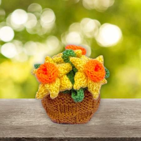 Daffodil Flowerpot Chocolate Orange Cover Knitting Pattern Knitting Pattern