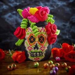 Day of the Dead Storage Jar Halloween Knitting Pattern Knitting Pattern