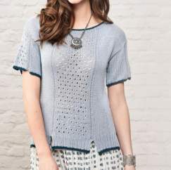 Denim Look Lace Panel T-shirt Knitting Pattern