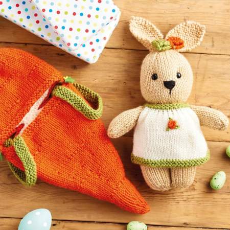 Easter Rabbit in Carrot Bed Knitting Pattern