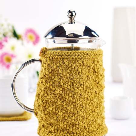 Easy Cafetiere and Coaster Set Knitting Pattern