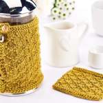 Diamond Brocade Cafetiere and Coaster Set Knitting Pattern