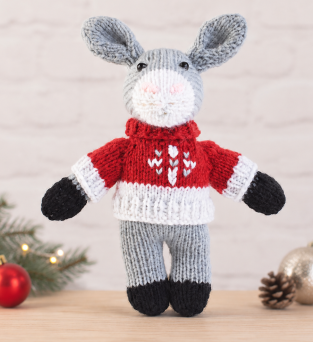 Christmas Donkey in Jumper Toy Knitting Pattern Knitting Pattern