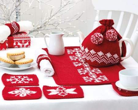 Simple Festive Table Set Knitting Pattern