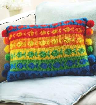 Rainbow Fish Colourwork Cushion Knitting Pattern Knitting Pattern