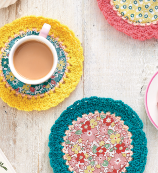 Vintage-Style Coasters With Crochet Trim Knitting Pattern