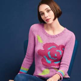 Flower Motif Sweater Knitting Pattern