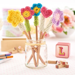 Flower Pencil Toppers Crochet Pattern