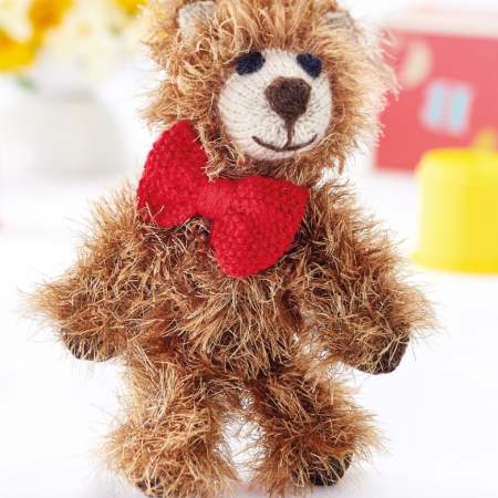 Fluffy Eyelash Teddy Bear Knitting Pattern