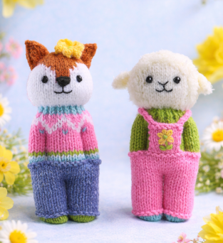 Fox and Lamb Izzy Comfort Pocket Dolls Knitting Pattern Knitting Pattern