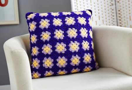 Easy crochet granny square cushion Knitting Pattern