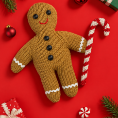 Gingerbread Man and Candy Cane Knitting Pattern Knitting Pattern
