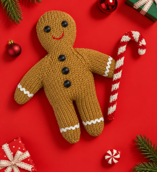 Gingerbread Man and Candy Cane Knitting Pattern Knitting Pattern