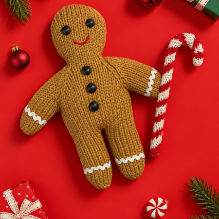 Gingerbread Man and Candy Cane Knitting Pattern Knitting Pattern