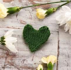 Easy Green Heart Brooch Knitting Pattern