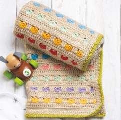 Heart Stitch Cot Blanket Crochet Pattern Knitting Pattern