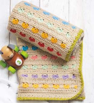 Heart Stitch Cot Blanket Crochet Pattern Knitting Pattern