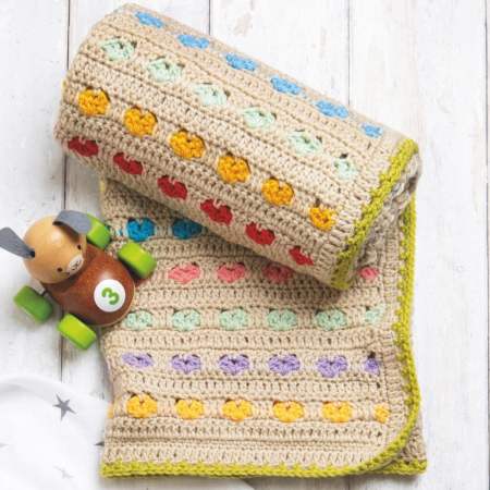 Heart Stitch Cot Blanket Crochet Pattern crochet Pattern