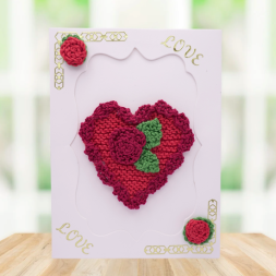 Heart and Roses Valentine’s Greeting Card Knitting Pattern Knitting Pattern