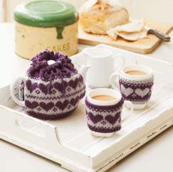 Love Hearts Tea and Mug Cosy Knitting Pattern - Knitting Pattern