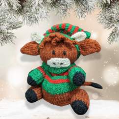 Christmas Highland Cow Chocolate Orange Cover Pattern - Knitting Pattern