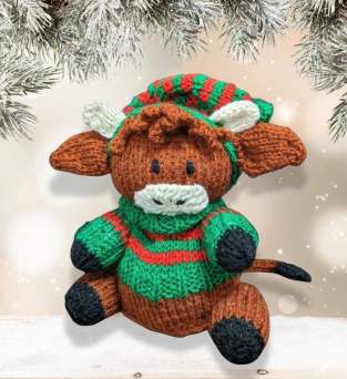 Christmas Highland Cow Chocolate Orange Cover Pattern Knitting Pattern