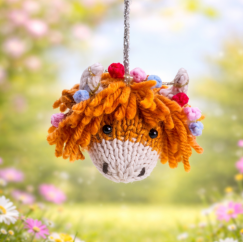 Highland Cow Bauble Knitting Pattern