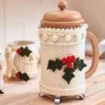 Holly Cafetiere & Mug Cosies Knitting Pattern