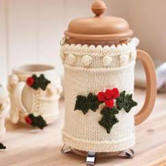 Holly Cafetiere & Mug Cosies Knitting Pattern
