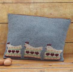 Intarsia Hen Cushion Cover Knitting Pattern