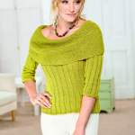 Cowl-neck sweater Knitting Pattern