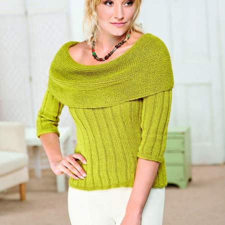 Cowl-neck sweater Knitting Pattern