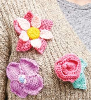 Knitted Flower Brooches Knitting Pattern