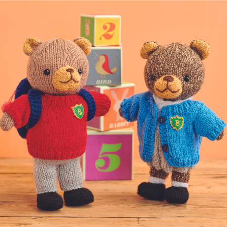 School Teddy Bears Knitting Pattern