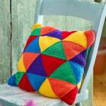 Rainbow Triangles Patchwork Cushion Knitting Pattern Knitting Pattern