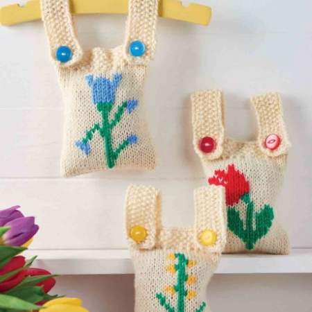 Embroidered Scented Sachets Knitting Pattern