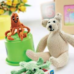 Three cute animal mascots Knitting Pattern