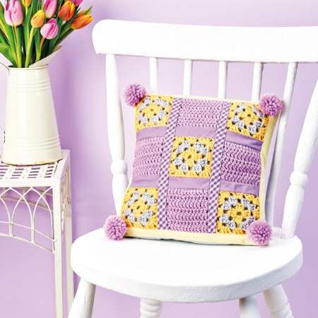 Mixed Media Granny Square Cushion crochet Pattern