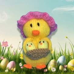 Mum and Baby Chicks Chocolate Orange Cover Knitting Pattern Knitting Pattern