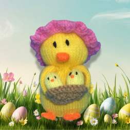 Mum and Baby Chicks Chocolate Orange Cover Knitting Pattern Knitting Pattern