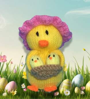 Mum and Baby Chicks Chocolate Orange Cover Knitting Pattern Knitting Pattern