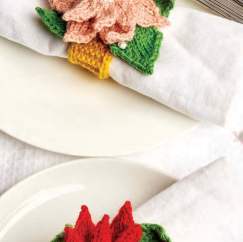 Poinsettia Christmas Table Napkin Rings Knitting Pattern - Knitting Pattern